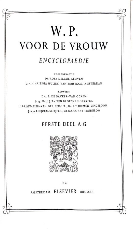 Boekomslag van W.P. voor de vrouw — Encyclopaedie, eerste deel A–G